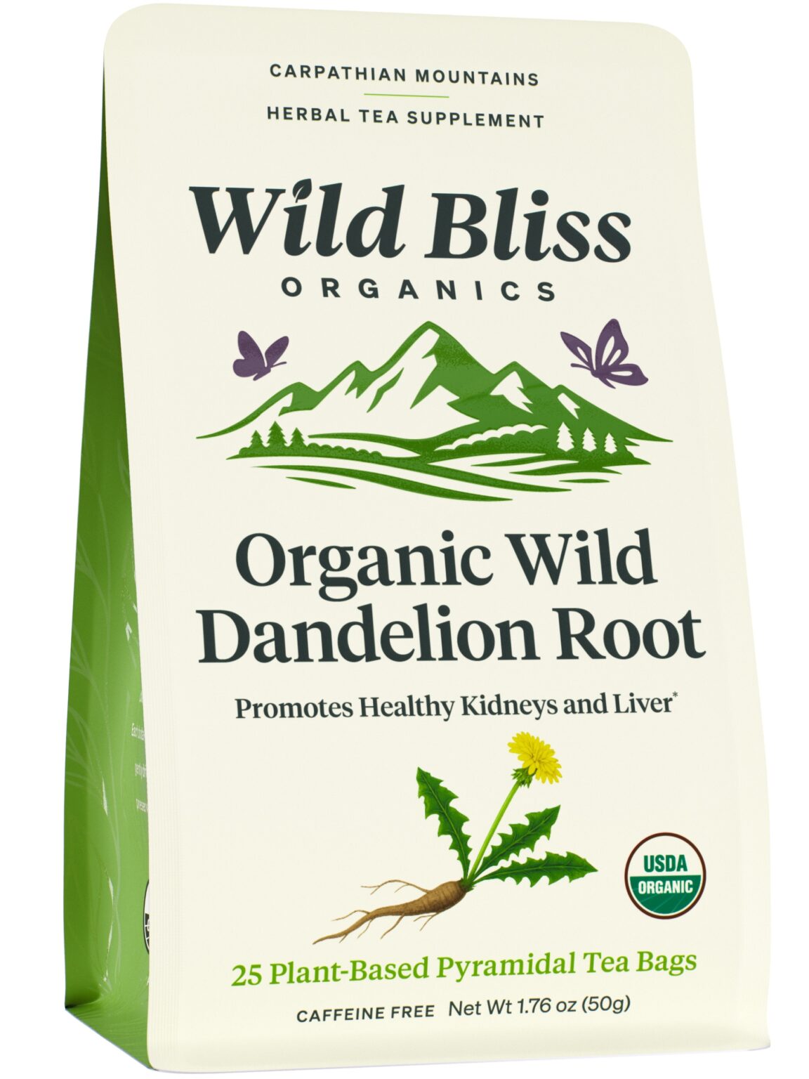 Organic Dandelion Root Tea - Caffeine Free Tisane - 25 Tea Bags
